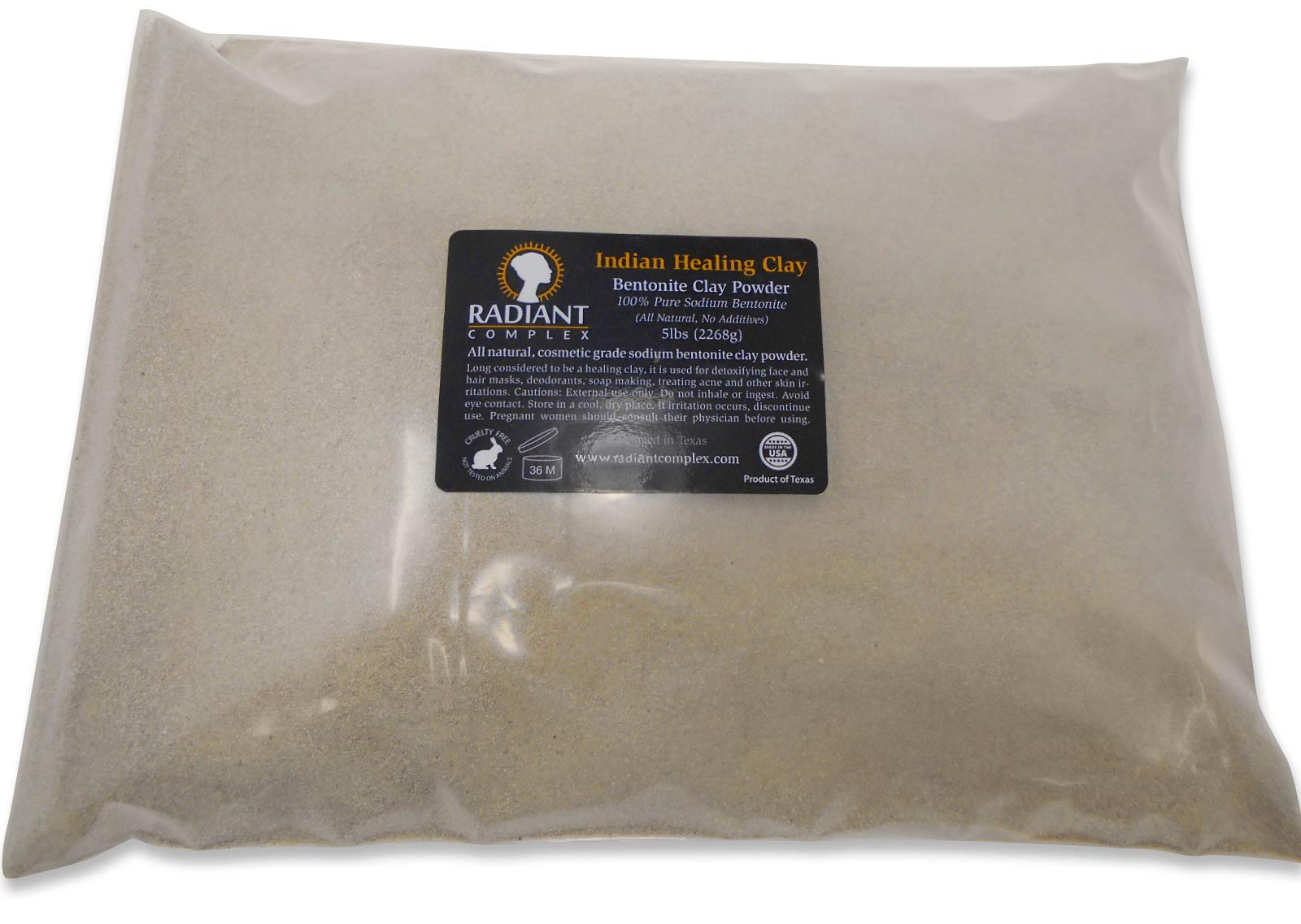 Radiant Complex Sodium Bentonite Clay Powder - Indian Healing Clay - 100% Pure Sodium Bentonite - DYI Clay Face Mask - 5 lbs
