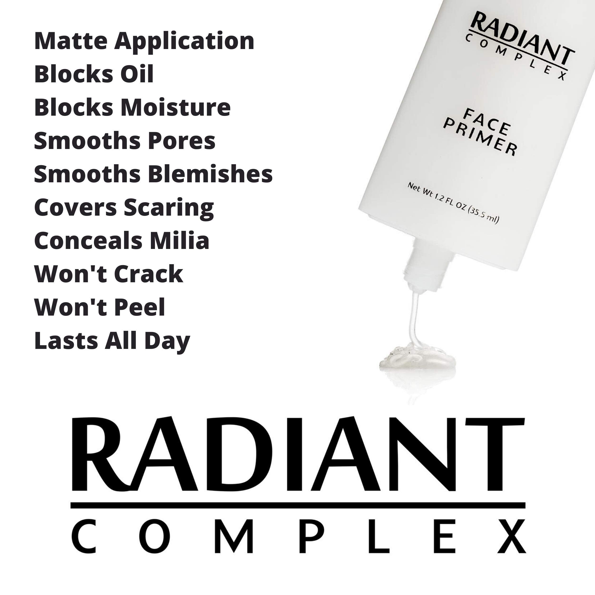 Best Makeup Base: Radiant Complex Face Primer and Pore Minimizer Transforms Your Skin into a Smooth Matte Canvas for Applying Foundation and Make Up, Hiding Fine Lines, Blemishes and Wrinkles 1.2 OZ